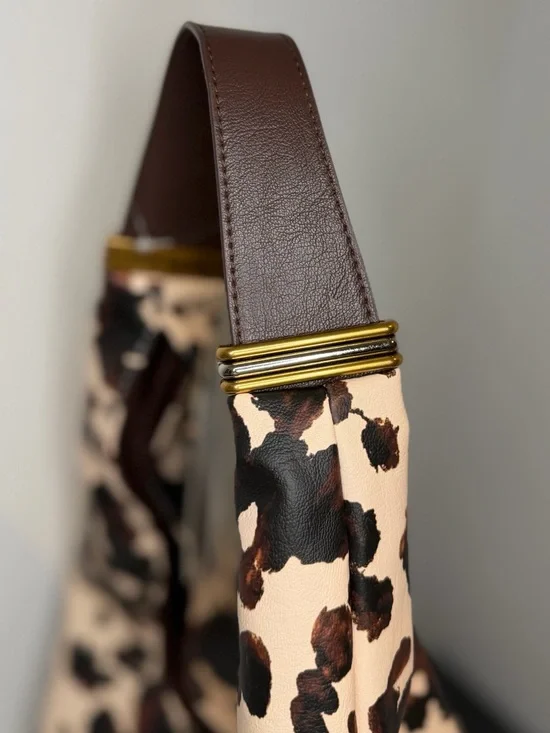 STEVE MADDEN HOBO SLOUCH SHOULDER BAG WESTERN COW  / ANIMAL PRINT TOTE NEW - Picture 5 of 13